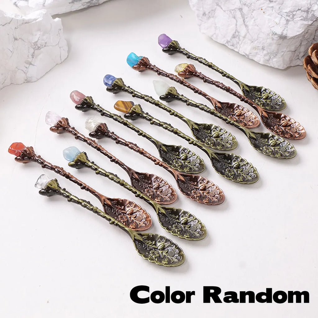 x3 Random Color Natural Crystal Mini Spoon