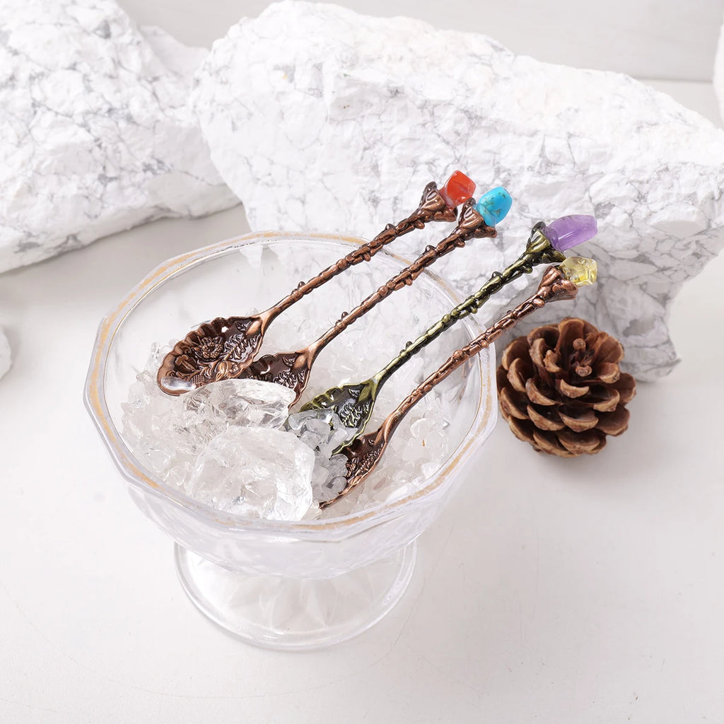 x3 Random Color Natural Crystal Mini Spoon