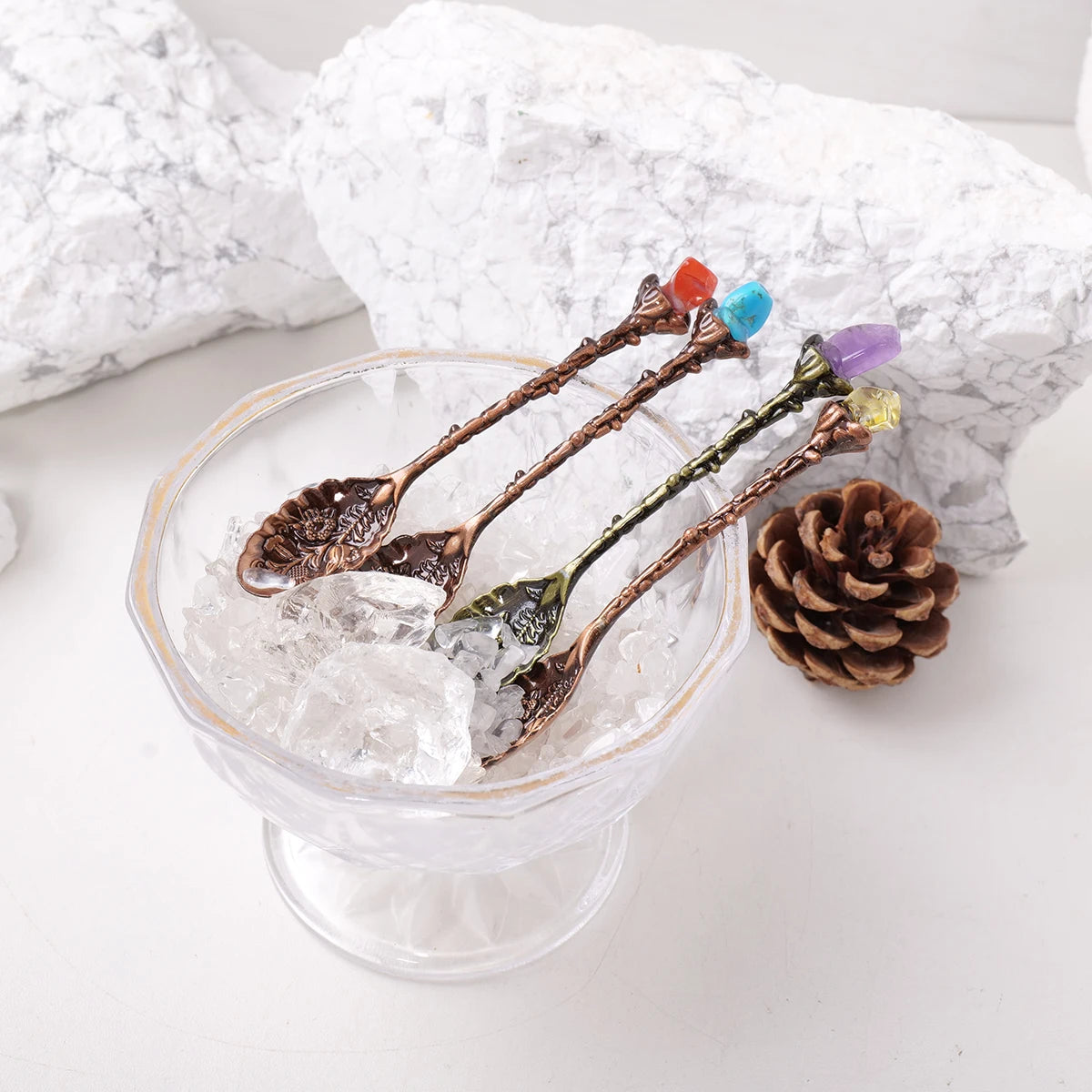 x3 Random Color Natural Crystal Mini Spoon