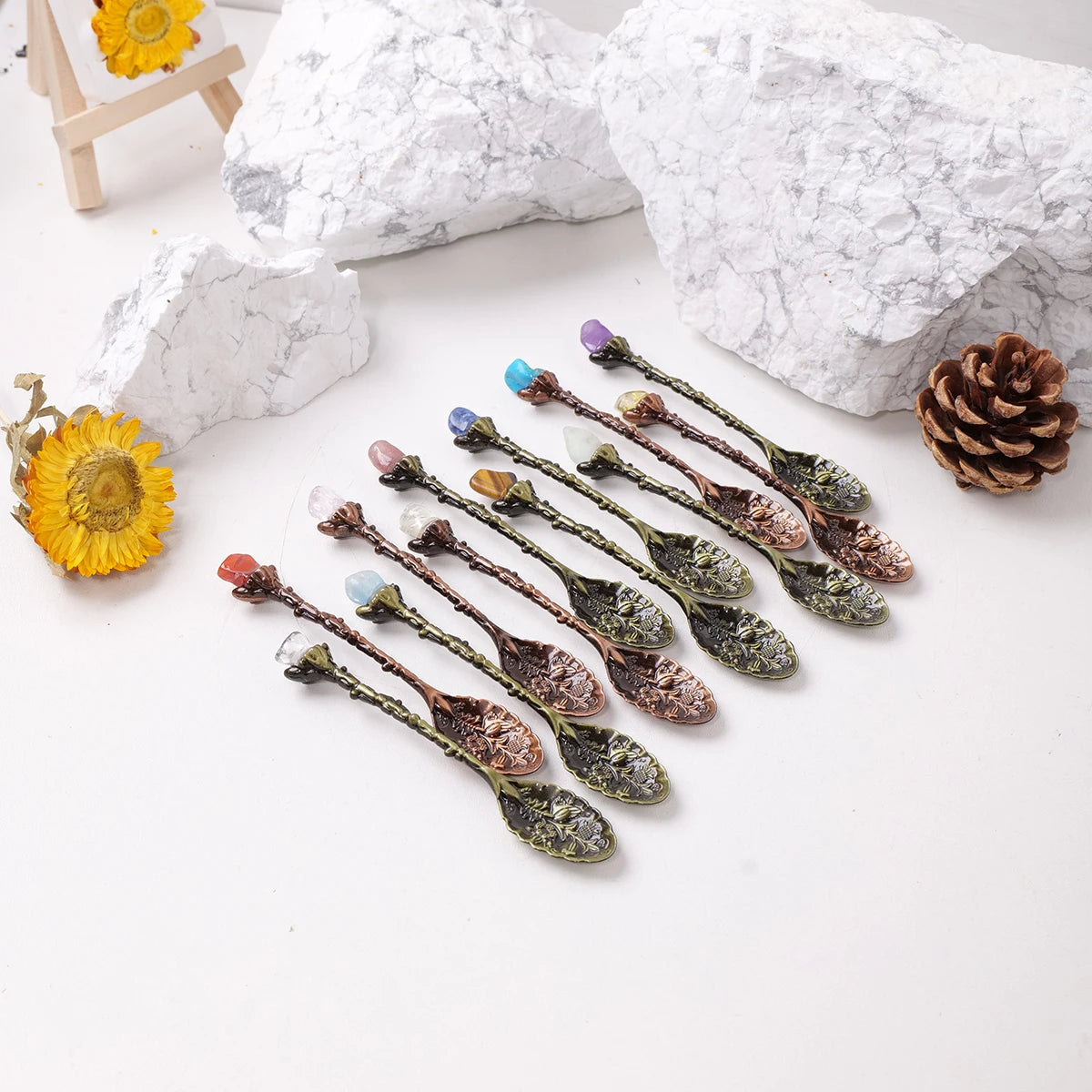x3 Random Color Natural Crystal Mini Spoon