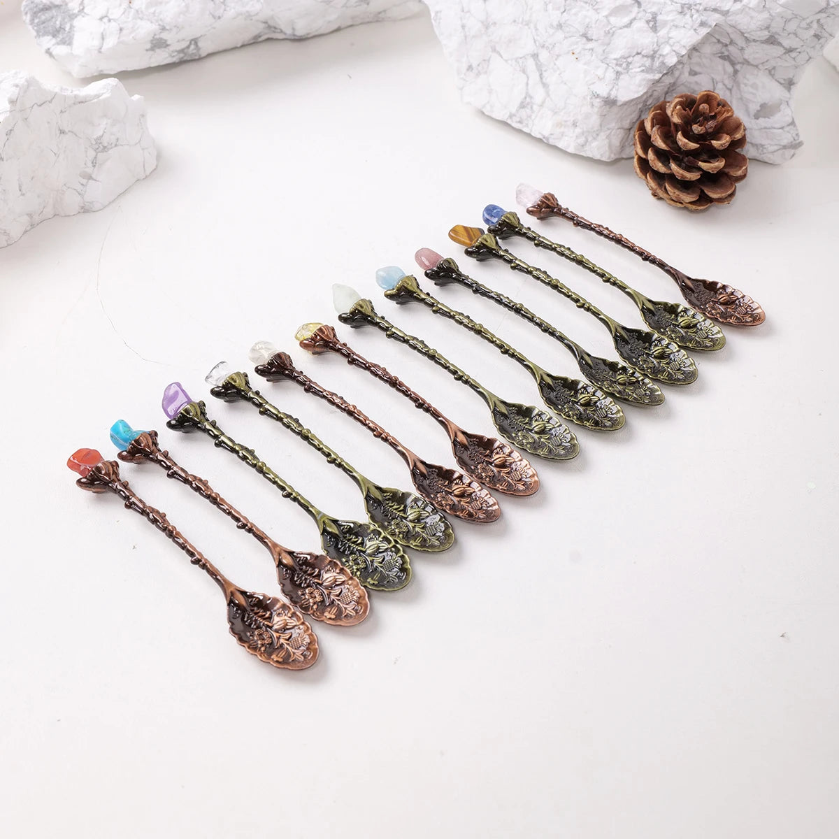 x3 Random Color Natural Crystal Mini Spoon