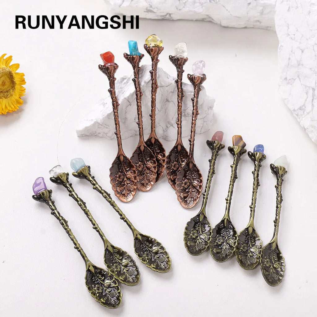 x3 Random Color Natural Crystal Mini Spoon