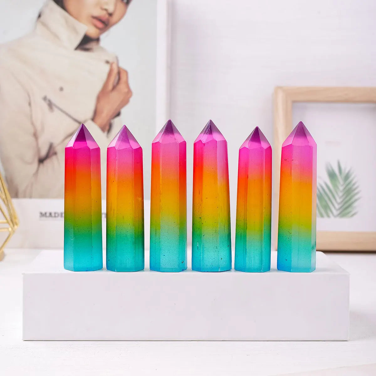 Eterna™ 8cm Natural Selenite Rainbow Obelisk (1 unit)