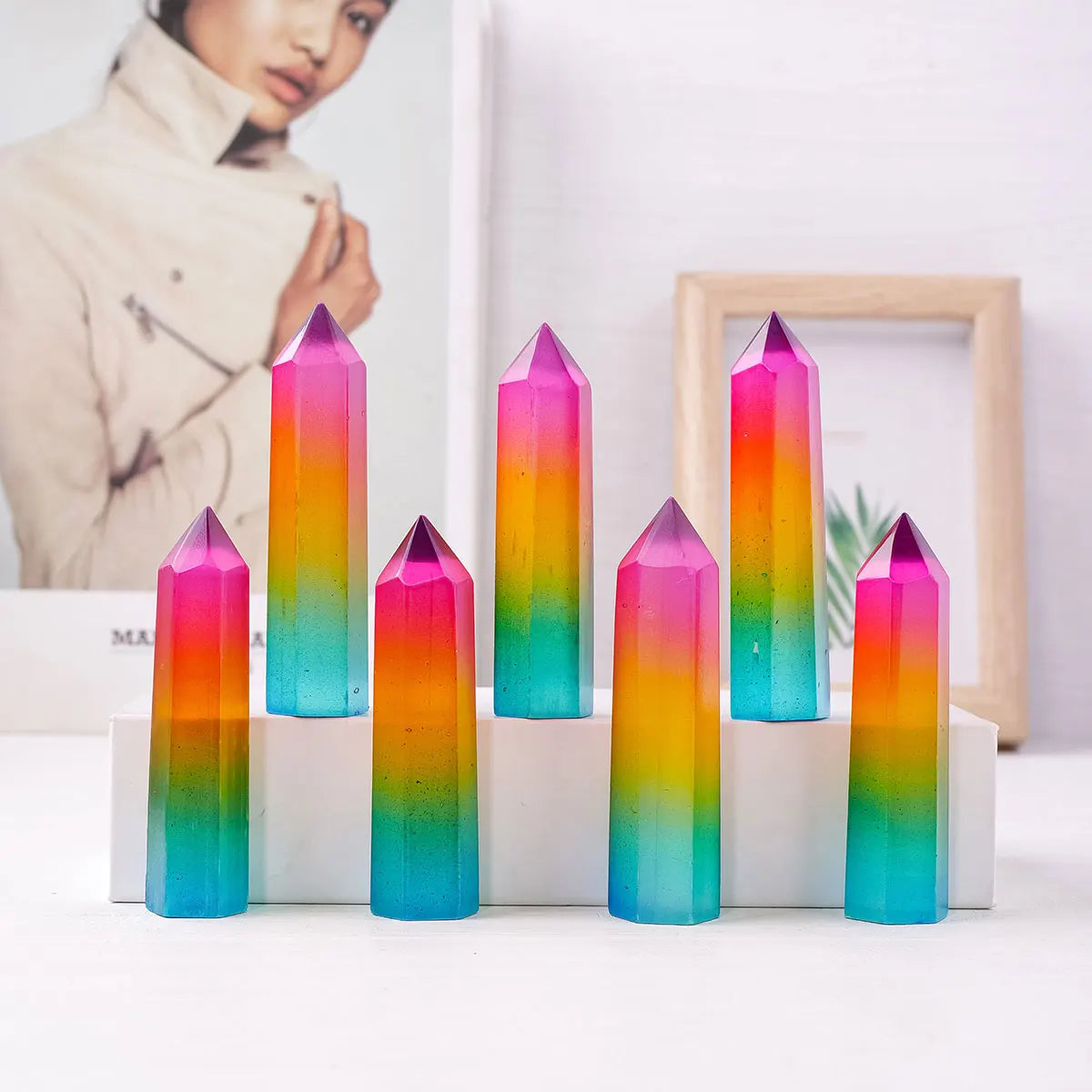Eterna™ 8cm Natural Selenite Rainbow Obelisk (1 unit)