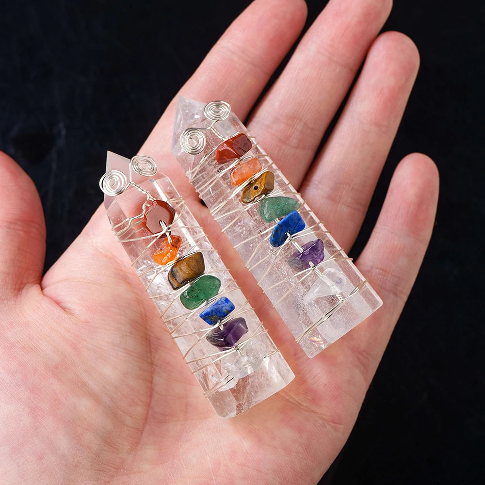 Natural Stones Clear Quartz Crystal Magic Point Seven Chakra Healing Stone Home Decor Reiki Polished Crafts 1PC