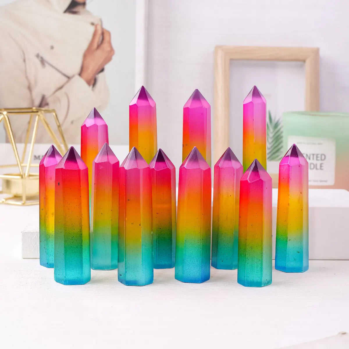 Eterna™ 8cm Natural Selenite Rainbow Obelisk (1 unit)