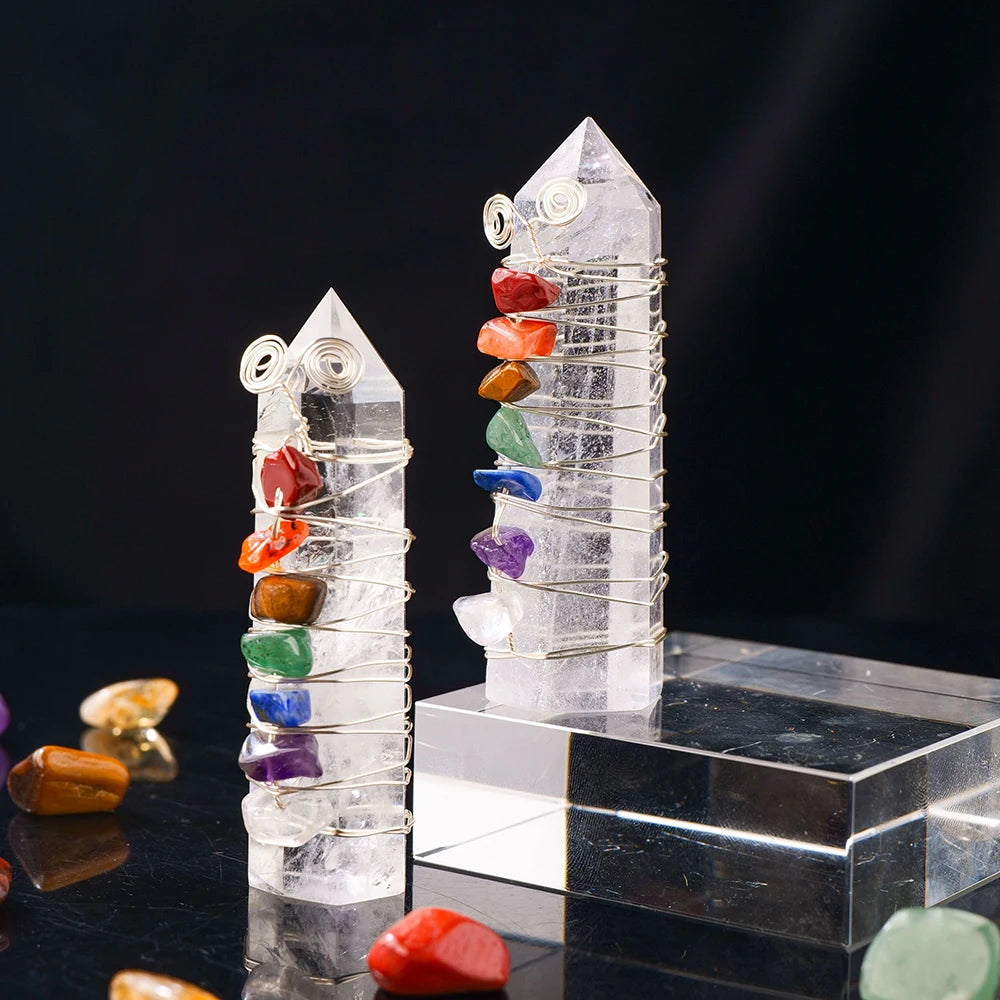 Natural Stones Clear Quartz Crystal Magic Point Seven Chakra Healing Stone Home Decor Reiki Polished Crafts 1PC