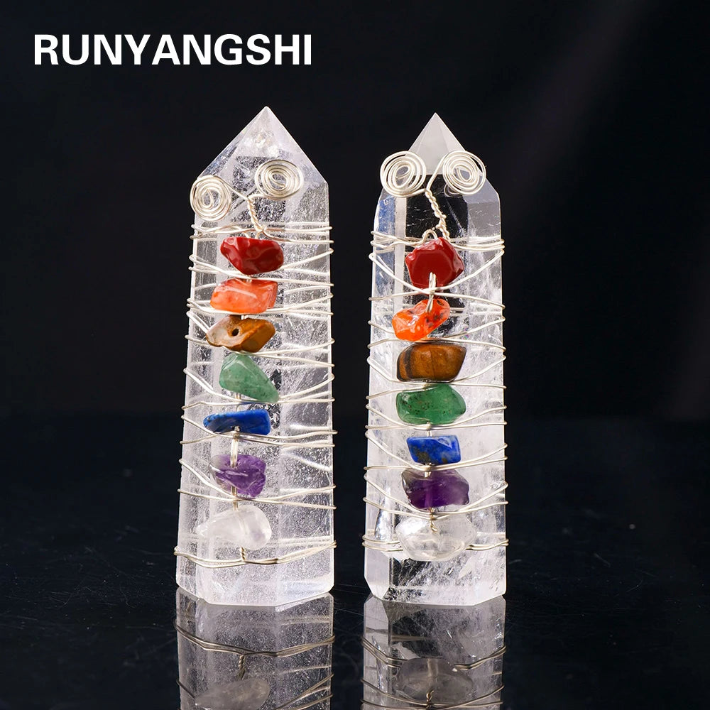 Natural Stones Clear Quartz Crystal Magic Point Seven Chakra Healing Stone Home Decor Reiki Polished Crafts 1PC
